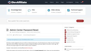 Admin Center Password Reset - iDevAffiliate KB & FAQ