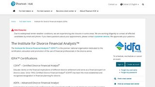Institute for Divorce Financial Analysts (IDFA) :: Pearson VUE
