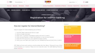 Internet Banking Registration | FAQs - Internet Banking @ IDFC Bank