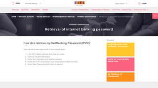 Retrieve Internet Banking Password | FAQs - Internet Banking @ IDFC ...