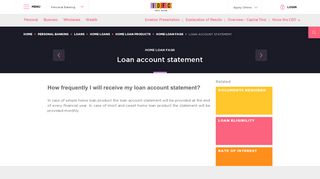 Home Loan Account Statement - Housing Loan @ IDFC Bank