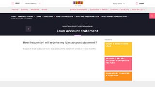 Account Statement, Short & Sweet Home Loan @ IDFC Bank