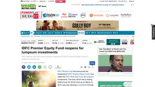IDFC Premier Equity Fund reopens for lumpsum investments - The ...
