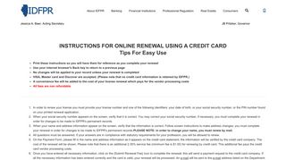 INSTRUCTIONS FOR ONLINE RENEWAL USING A CREDIT CARD ...