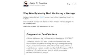 Why IDNotify Identity Theft Monitoring is Garbage – Jason R. Coombs ...