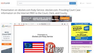 Presentation on idocket.com Ruby Service. idocket.com. Providing ...