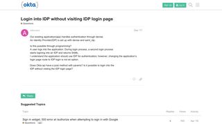 Login into IDP without visiting IDP login page - Questions - Okta ...
