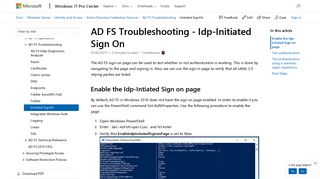 AD FS Troubleshooting - Idp-Initiated Sign On | Microsoft Docs