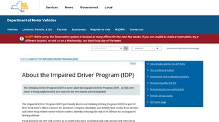 About the Impaired Driver Program (IDP) | New York State - DMV