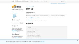 sign-up — AWS CLI 1.16.112 Command Reference