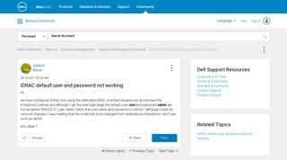 iDRAC default user and password not working - Dell Community