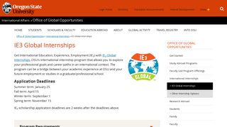 IE3 Global Internships | International Affairs | Oregon State University