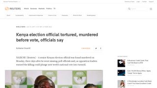 Kenya election official tortured, murdered before vote, officials say ...