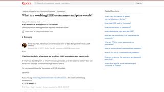 What are working IEEE usernames and passwords? - Quora