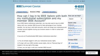 How can I log in to IEEE Xplore with both my institutional subscription ...