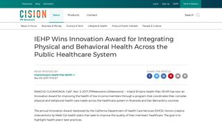 IEHP Wins Innovation Award for Integrating Physical and Behavioral ...