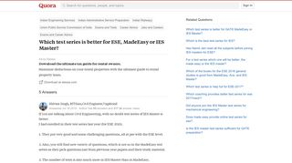 Which test series is better for ESE, MadeEasy or IES Master? - Quora