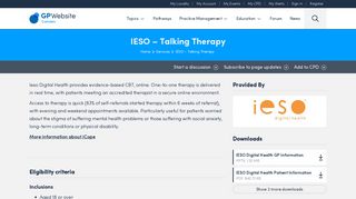 IESO – Talking Therapy - GP Website