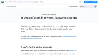 If you can't sign in to your 1Password account - 1Password Support