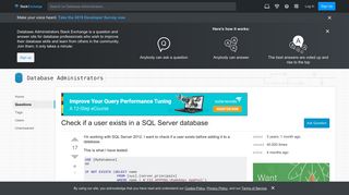 Check if a user exists in a SQL Server database - Database ...