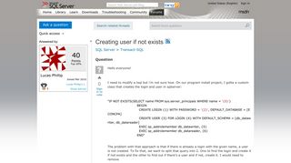 Creating user if not exists - MSDN - Microsoft