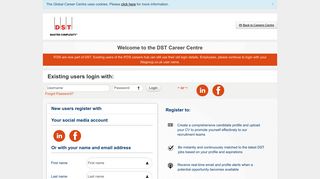 Welcome to the DST Career Center - Register or Login