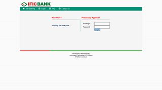 Login - Career © IFIC Bank Limited