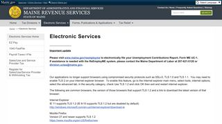 Maine Revenue Services: Electronic Services - Maine.gov