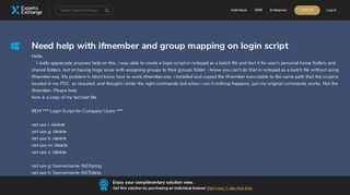 Need help with ifmember and group mapping on login script