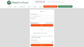 Login - Check Your Food