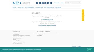 IFS - International Foundation for Science - IFS LOG IN
