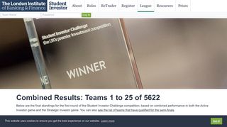 Student Investor: Combined League Table - Student Investor Challenge