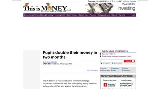 Pupils double their money in two months | This is Money