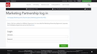 Marketing Partnership log in - IG