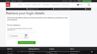 Retrieve your login details - IG.com