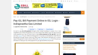 Pay IGL Bill Payment Online in IGL Login - Indraprastha Gas Limited