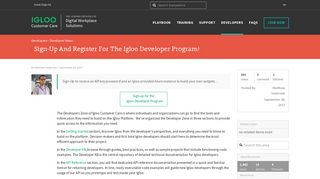 Sign-Up and Register for the Igloo Developer Program! - Igloo Support