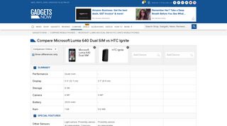 Compare Microsoft Lumia 640 Dual SIM vs HTC Ignite: Price, Specs ...