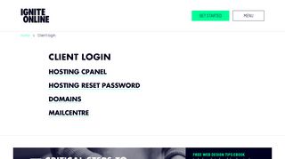 Client login portal for hosting & more | Ignite Online