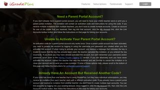 Unable to Activate Your Parent Portal Account? - iGradePlus Online ...