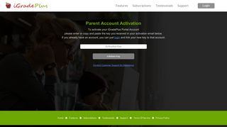 Parent Account Activation - iGradePlus Online Gradebook and Student ...
