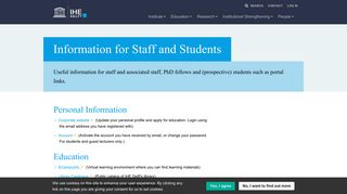 Information for Staff and Students | IHE Delft Institute for Water ...