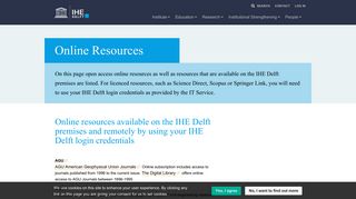 Online Resources | IHE Delft Institute for Water Education
