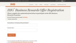 IHG® Business Rewards | Offer Registration and Promotion Registration