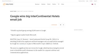 Google wins big InterContinental Hotels email job - Reuters