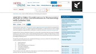 AHLEI to Offer Certifications in Partnership with Lobster Ink | Hotel ...