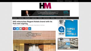 IHG relaunches Regent Hotels brand with its first new signing - Hotel ...
