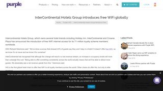 InterContinental Hotels Group introduces free WiFi globally | Purple
