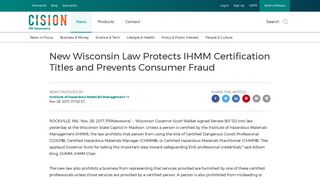 New Wisconsin Law Protects IHMM Certification Titles and Prevents ...