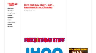 FREE BIRTHDAY STUFF – IHOP – International House of Pancakes ...